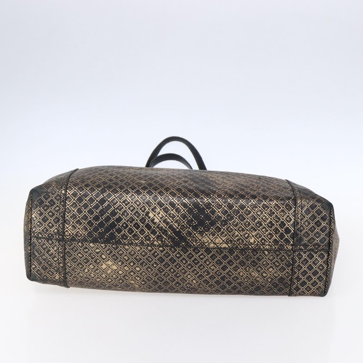 BOTTEGA VENETA INTRECCIATO Tote Bag Leather Black Gold Auth BA8028
