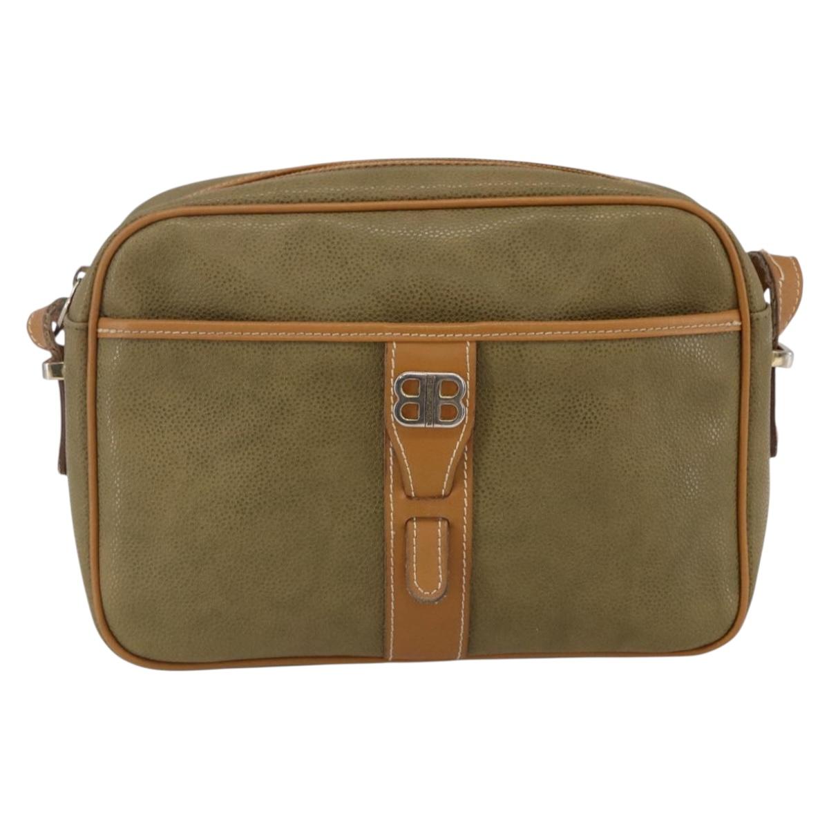 BALENCIAGA Shoulder Bag Leather Beige Silver Auth BA8029