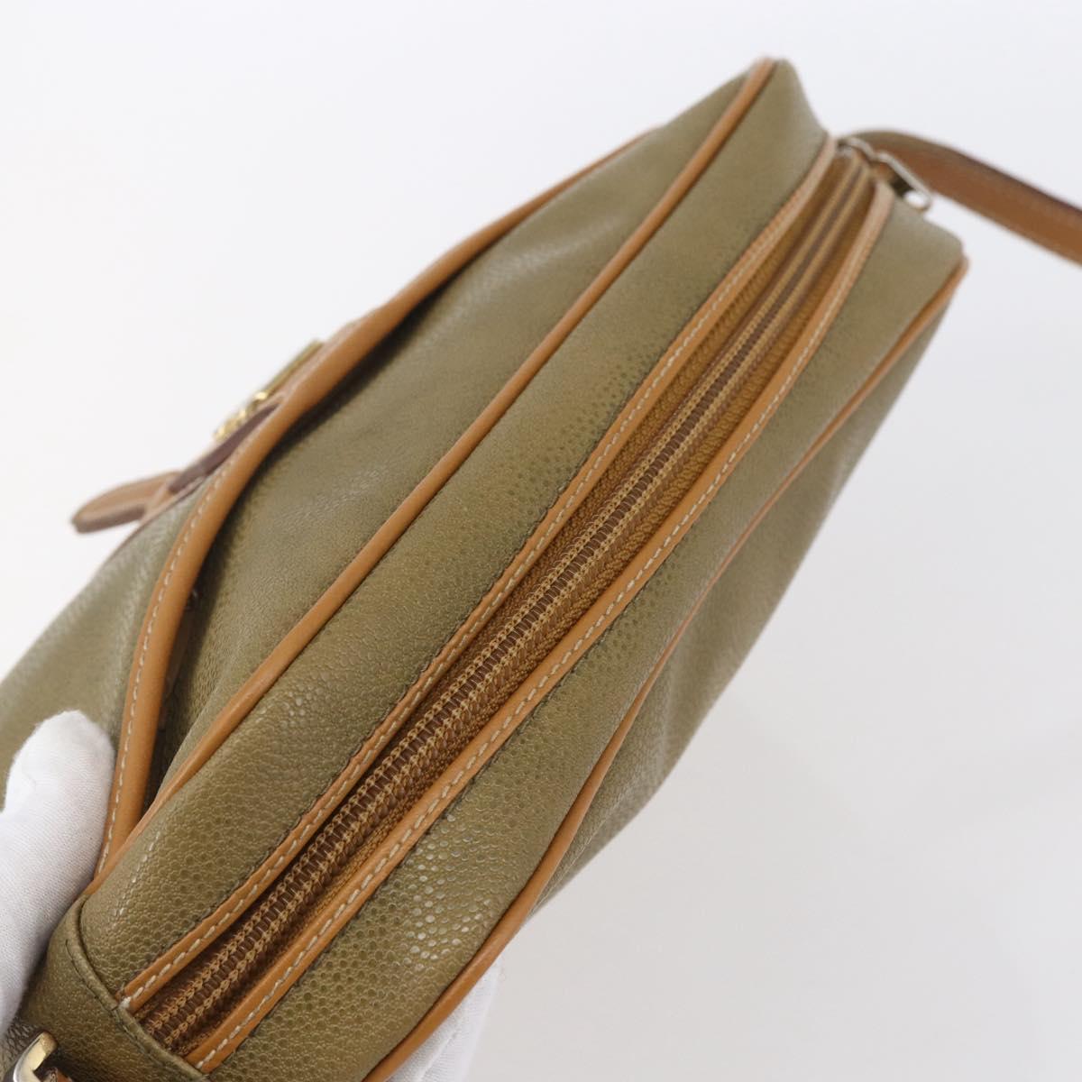 BALENCIAGA Shoulder Bag Leather Beige Silver Auth BA8029