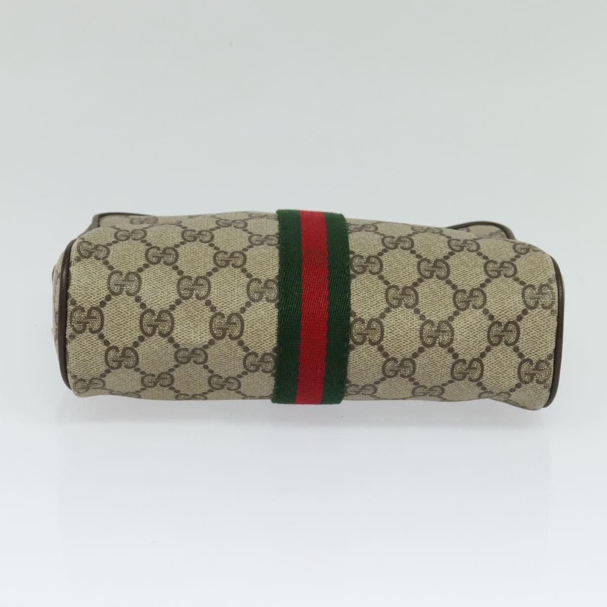 GUCCI GG Supreme Web Sherry Line Clutch Bag PVC Beige Gold 84 01 012 Auth BA803