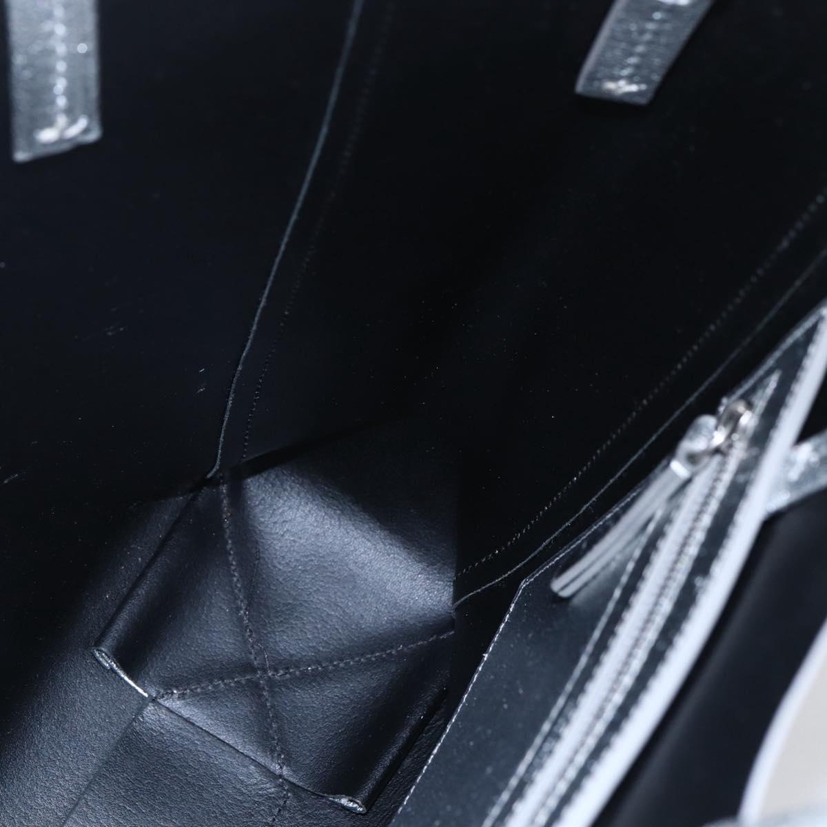 CELINE Hand Bag Leather 2way White Silver Auth BA8030