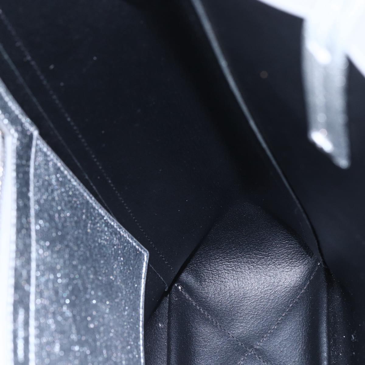 CELINE Hand Bag Leather 2way White Silver Auth BA8030