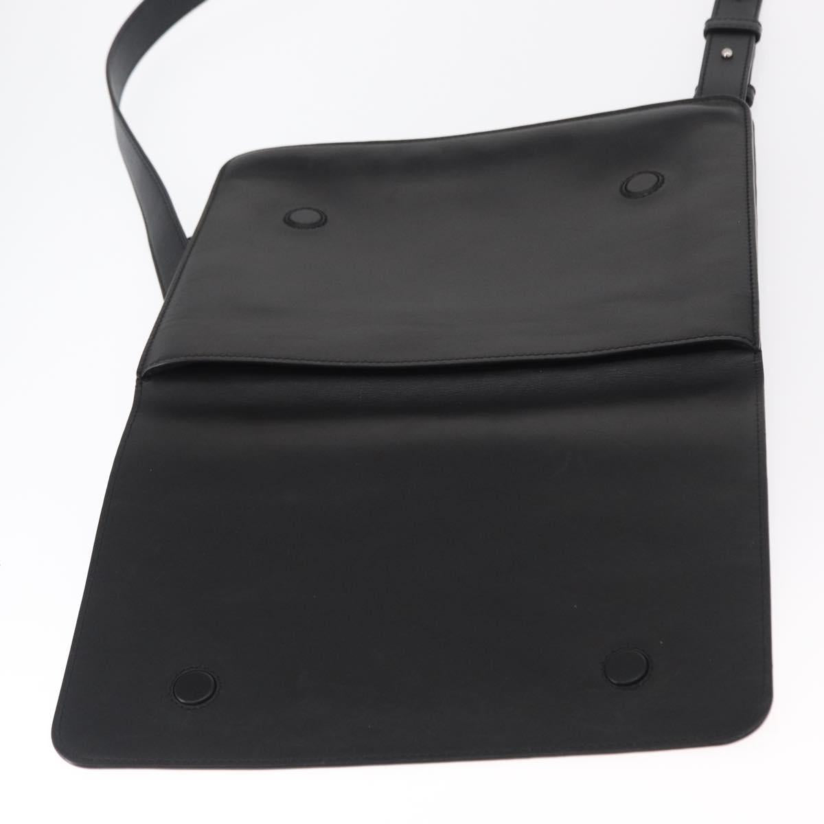 LOEWE Anagram Shoulder Bag Leather Black Silver Auth BA8031
