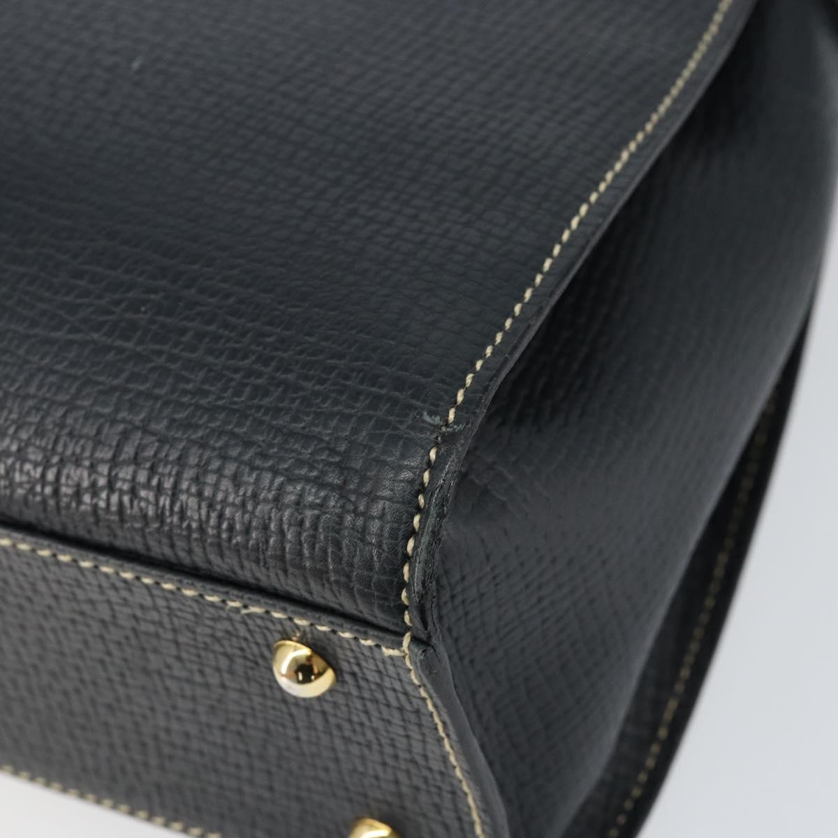 LOEWE Turn Lock Shoulder Bag Leather Navy Gold Auth BA8032