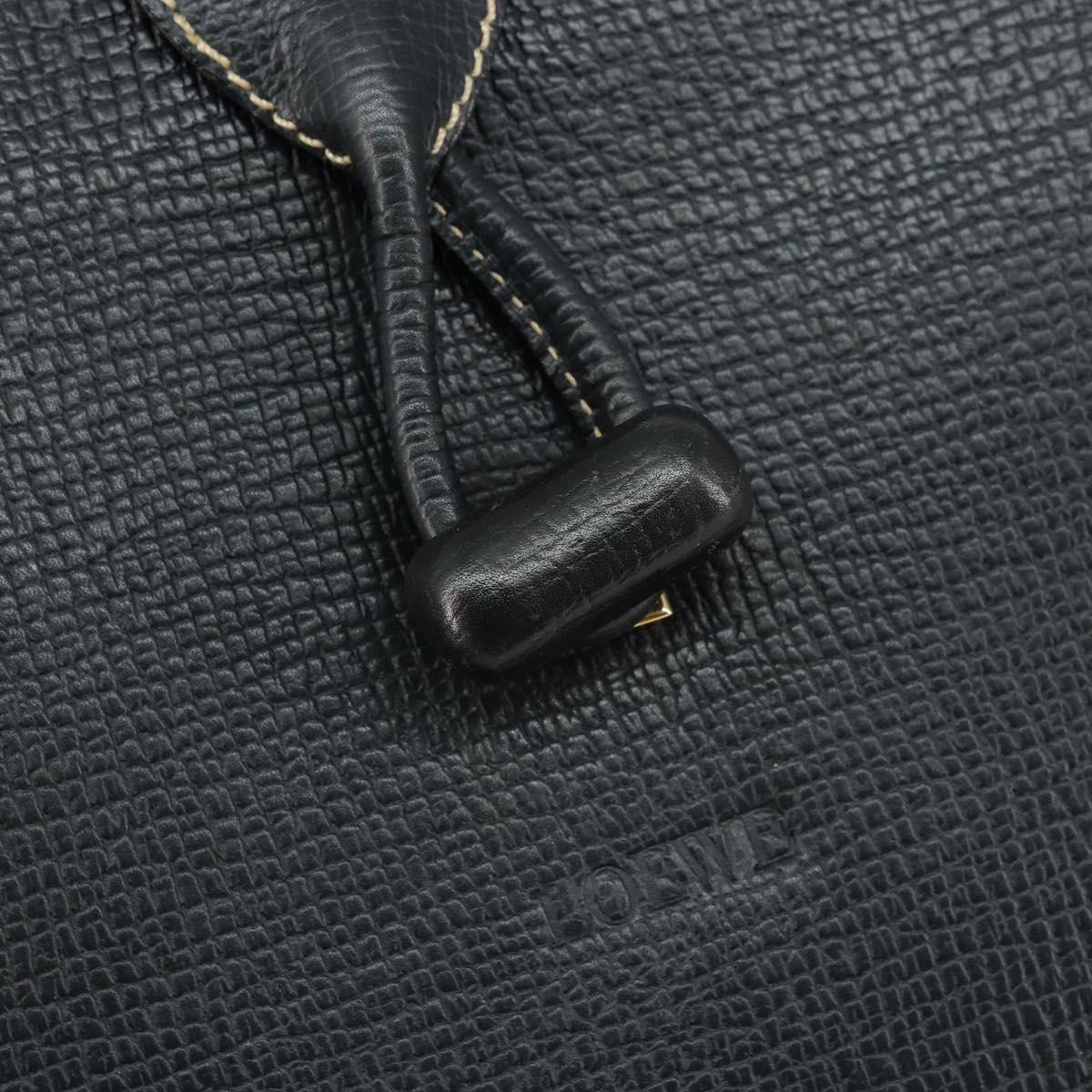 LOEWE Turn Lock Shoulder Bag Leather Navy Gold Auth BA8032