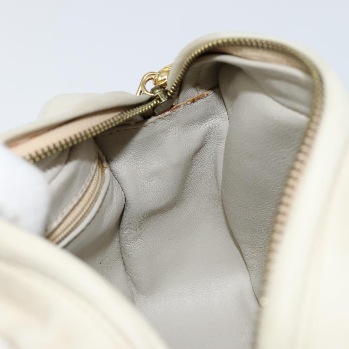 CHANEL Matelasse Chain Shoulder Bag Lamb Skin Beige Gold CC Auth BA8033