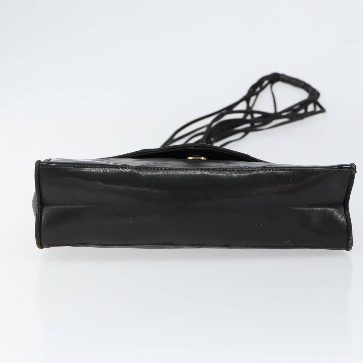 CHANEL Matelasse Shoulder Bag Lamb Skin Black Gold CC Auth BA8034