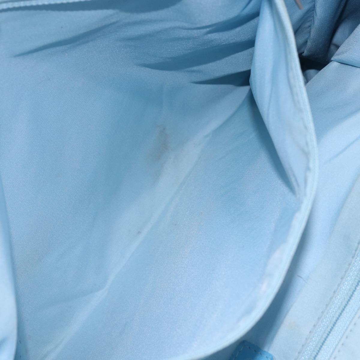 CHANEL New Travel Line Tote Bag Nylon Light Blue Silver CC Auth BA8038