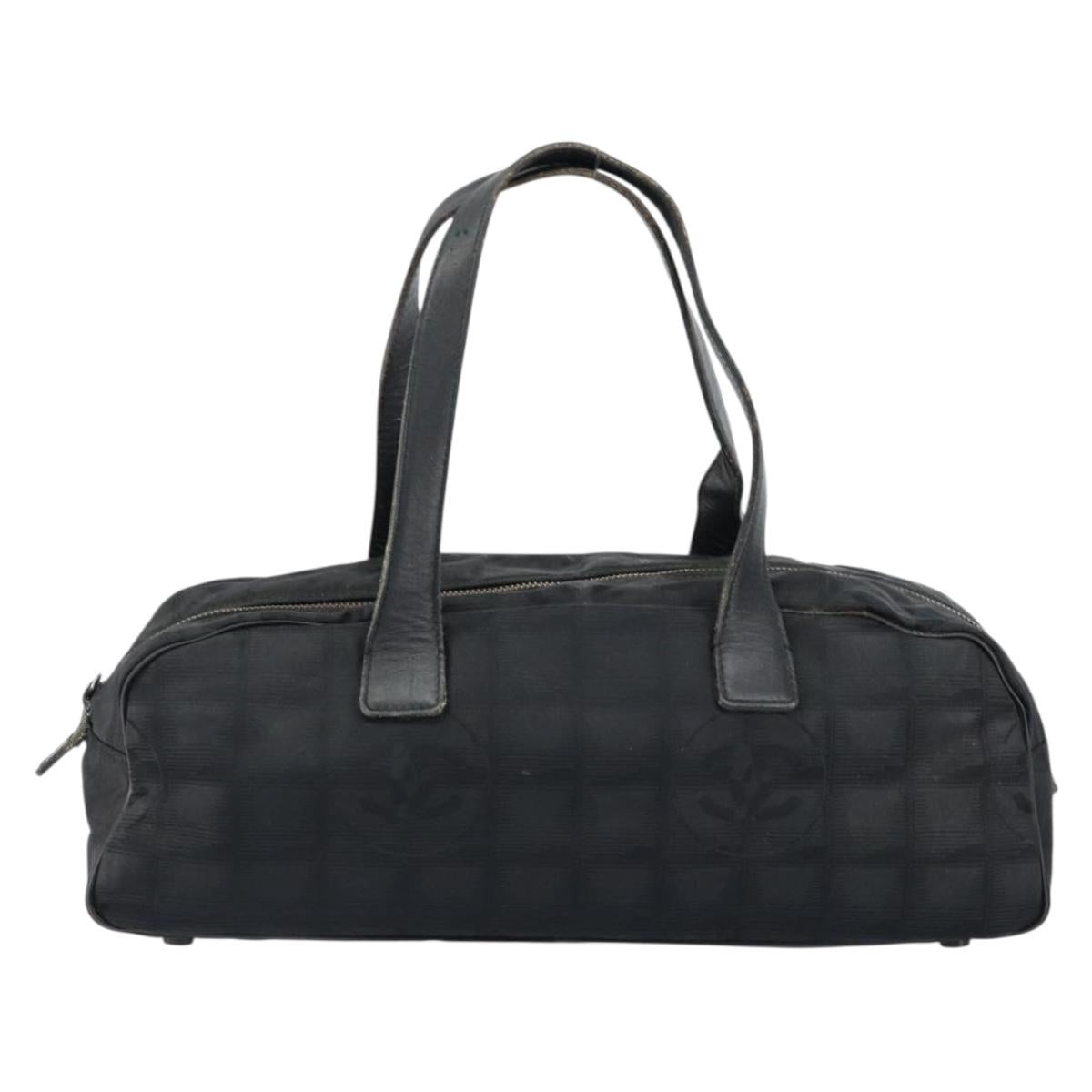 CHANEL New Travel Line Hand Bag Nylon Black CC Auth BA8039