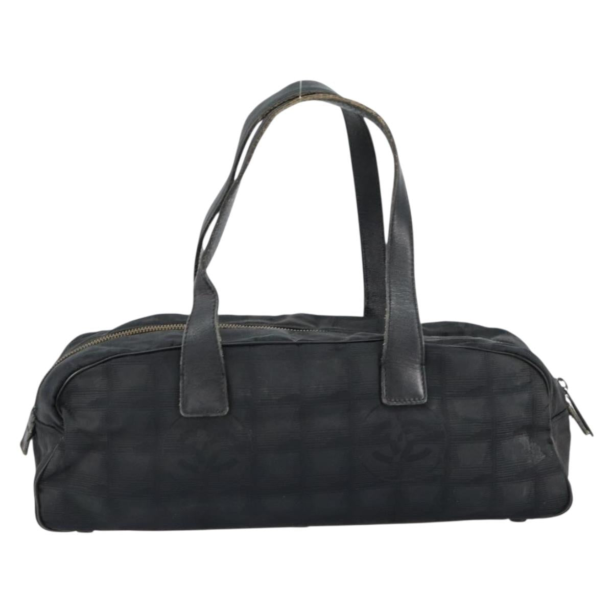 CHANEL New Travel Line Hand Bag Nylon Black CC Auth BA8039