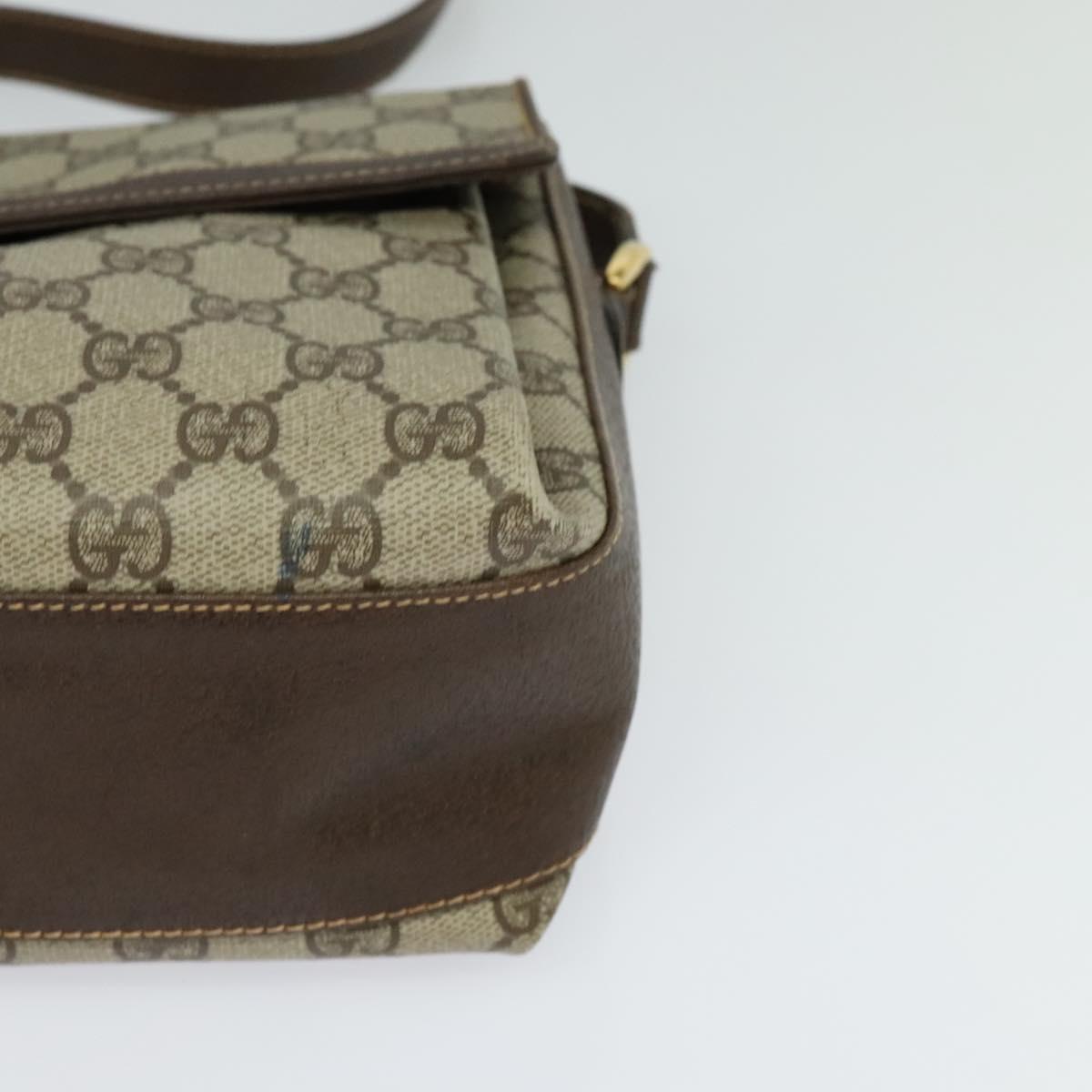 GUCCI GG Supreme Web Sherry Line Bag PVC Beige Gold 904 02 084 Auth BA804