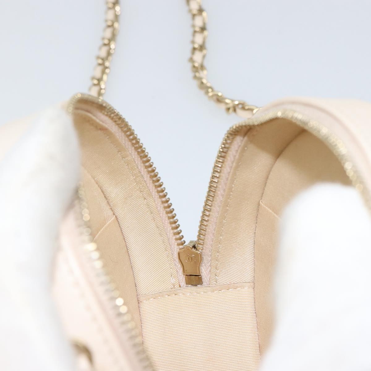 CHANEL Matelasse Chain Shoulder Bag Lamb Skin Beige Gold CC Auth ba8041M