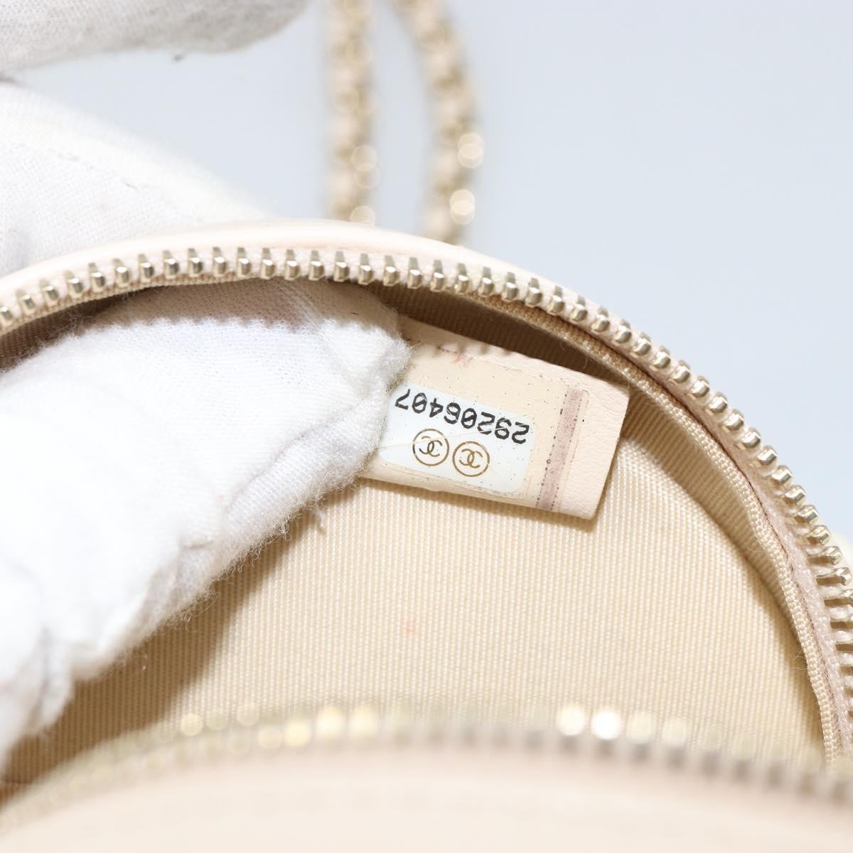 CHANEL Matelasse Chain Shoulder Bag Lamb Skin Beige Gold CC Auth ba8041M