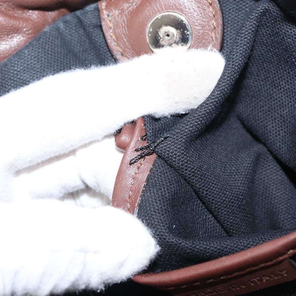 BURBERRY Hand Bag Leather Brown Gold Auth BA8046