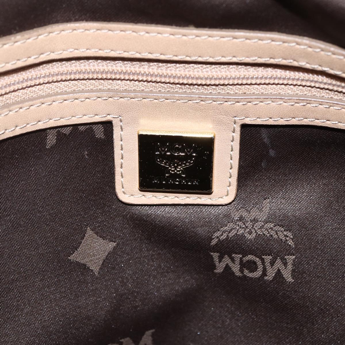 MCM Vicetos Logogram Tote Bag PVC Leather 2way Beige Gold Auth BA8048