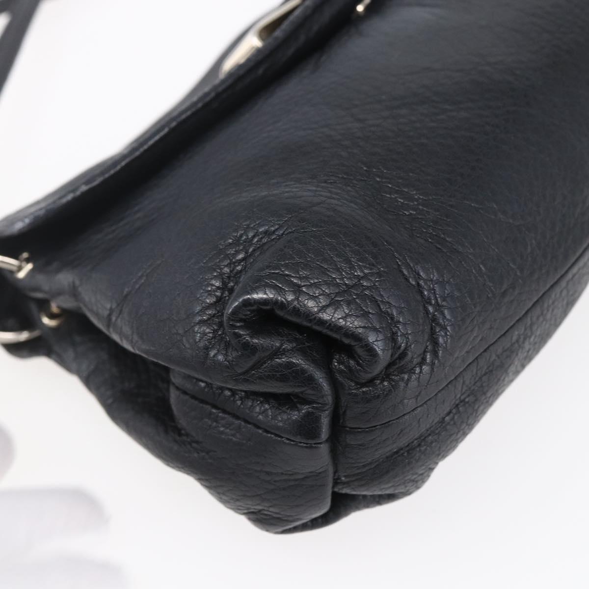 Chloe Lily Hand Bag Leather 2way Black Silver Auth BA8050