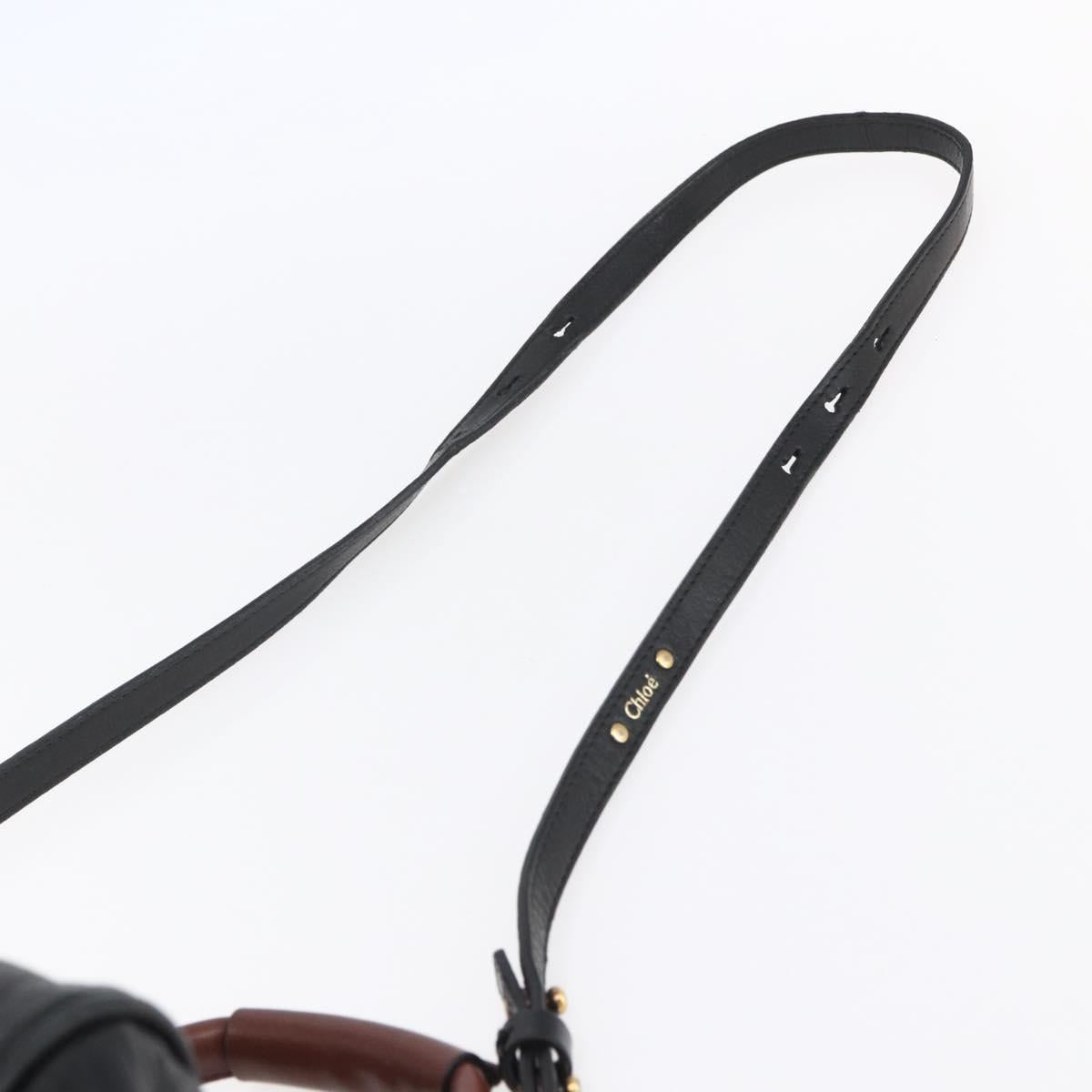 Chloe Etel Hand Bag Leather 2way Black Gold Auth BA8053