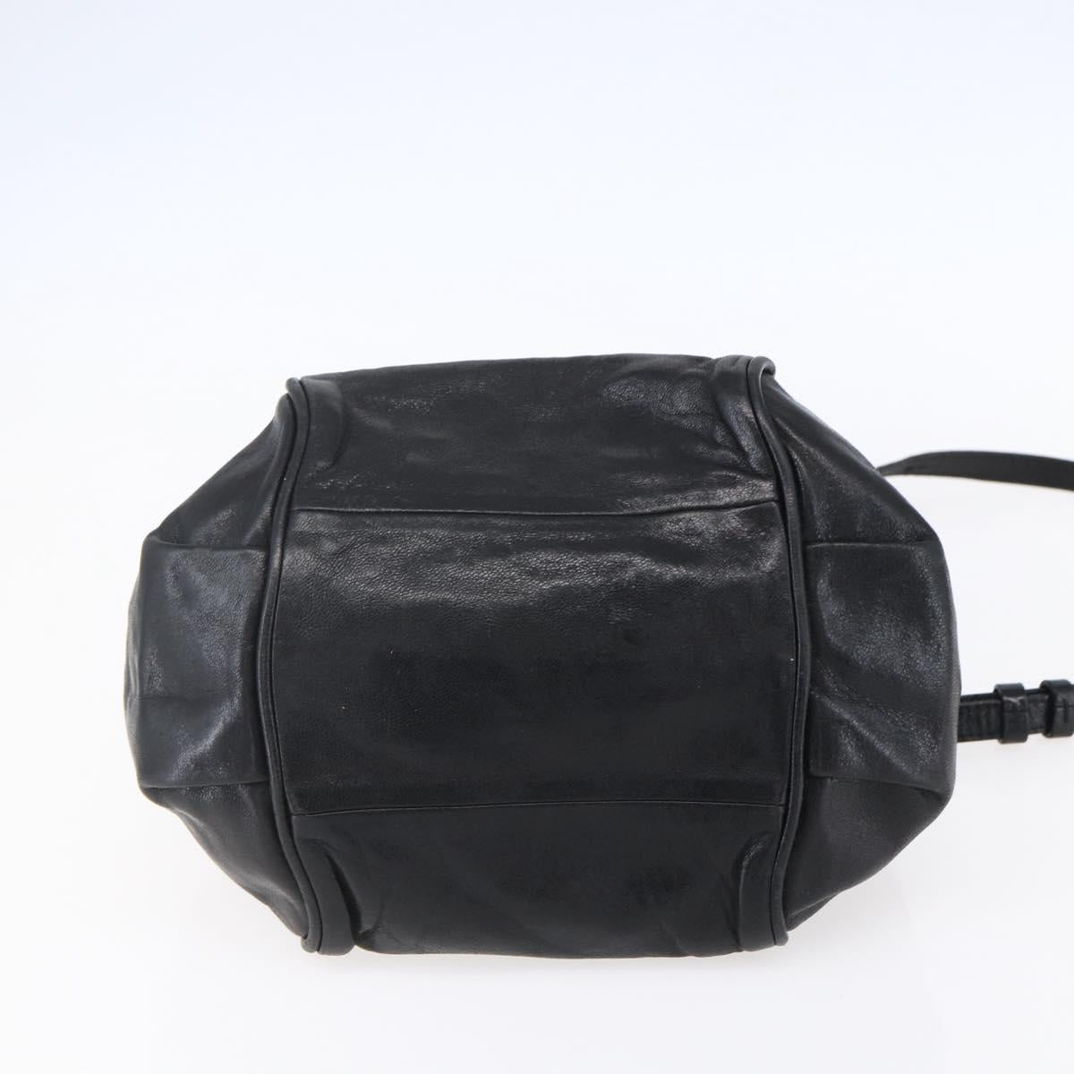 Chloe Etel Hand Bag Leather 2way Black Gold Auth BA8054