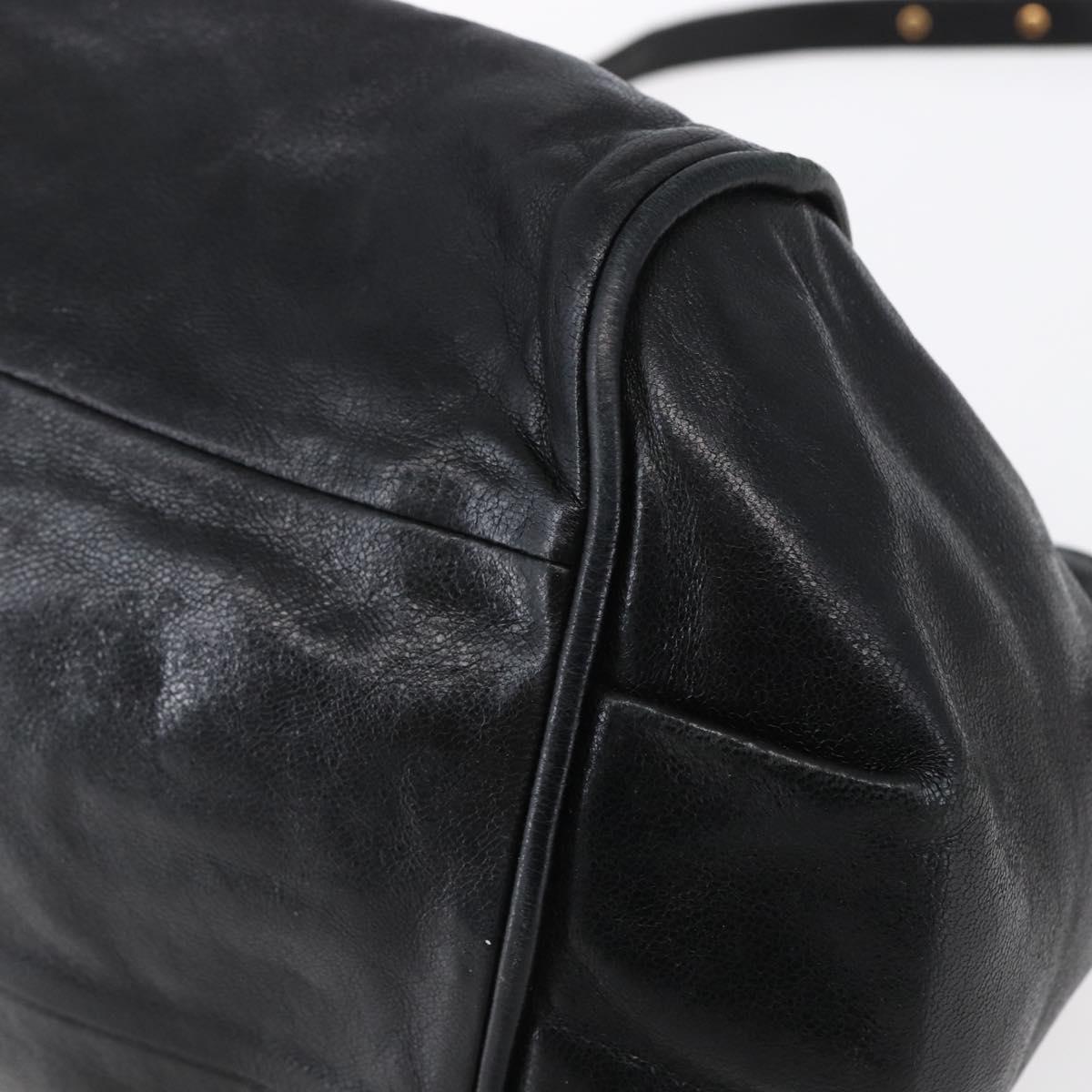 Chloe Etel Hand Bag Leather 2way Black Gold Auth BA8054