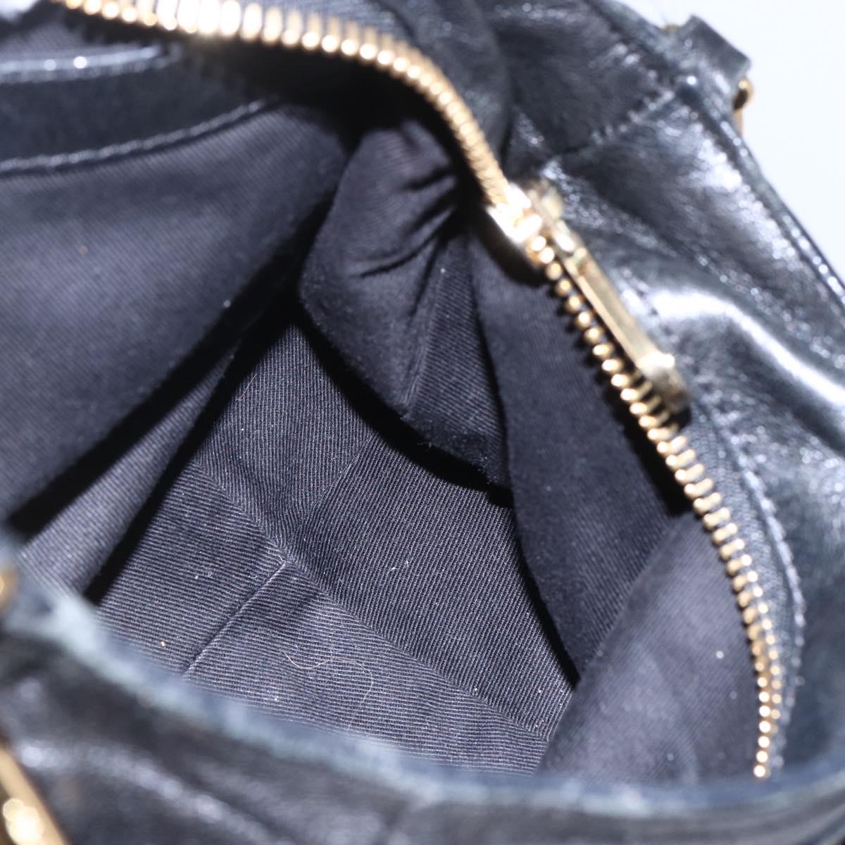 Chloe Etel Hand Bag Leather 2way Black Gold Auth BA8054