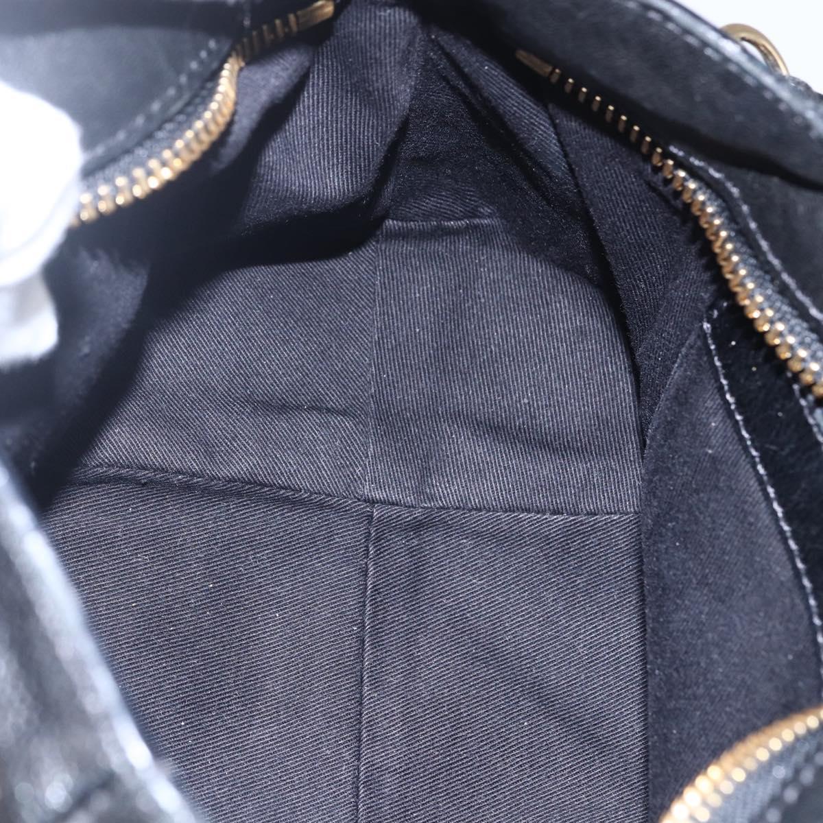 Chloe Etel Hand Bag Leather 2way Black Gold Auth BA8054