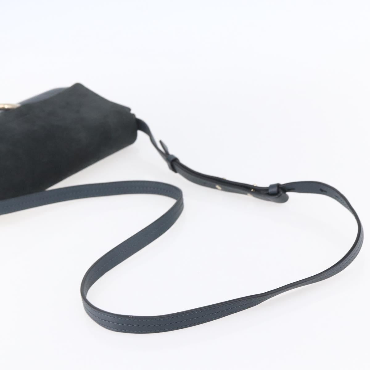 Chloe Fay Shoulder Bag Suede Leather Blue Gold Auth BA8055