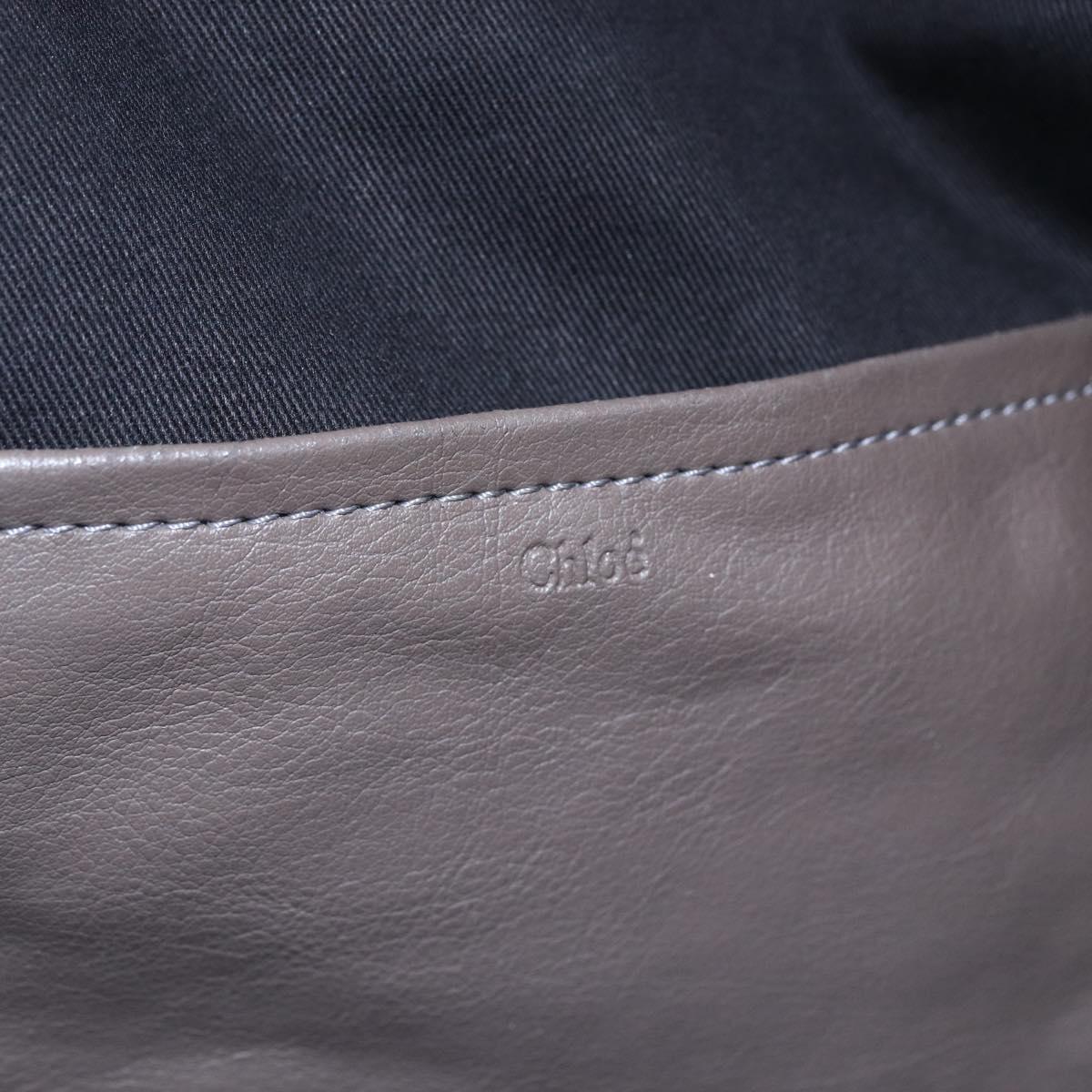 Chloe Eclipse Tote Bag Leather Beige Brown Auth BA8056