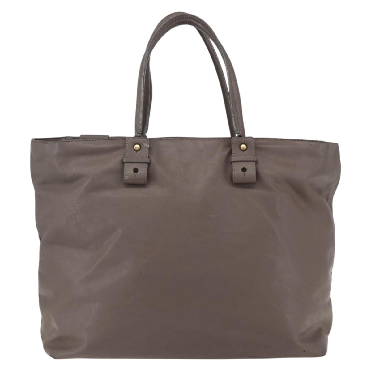 Chloe Eclipse Tote Bag Leather Beige Brown Auth BA8056