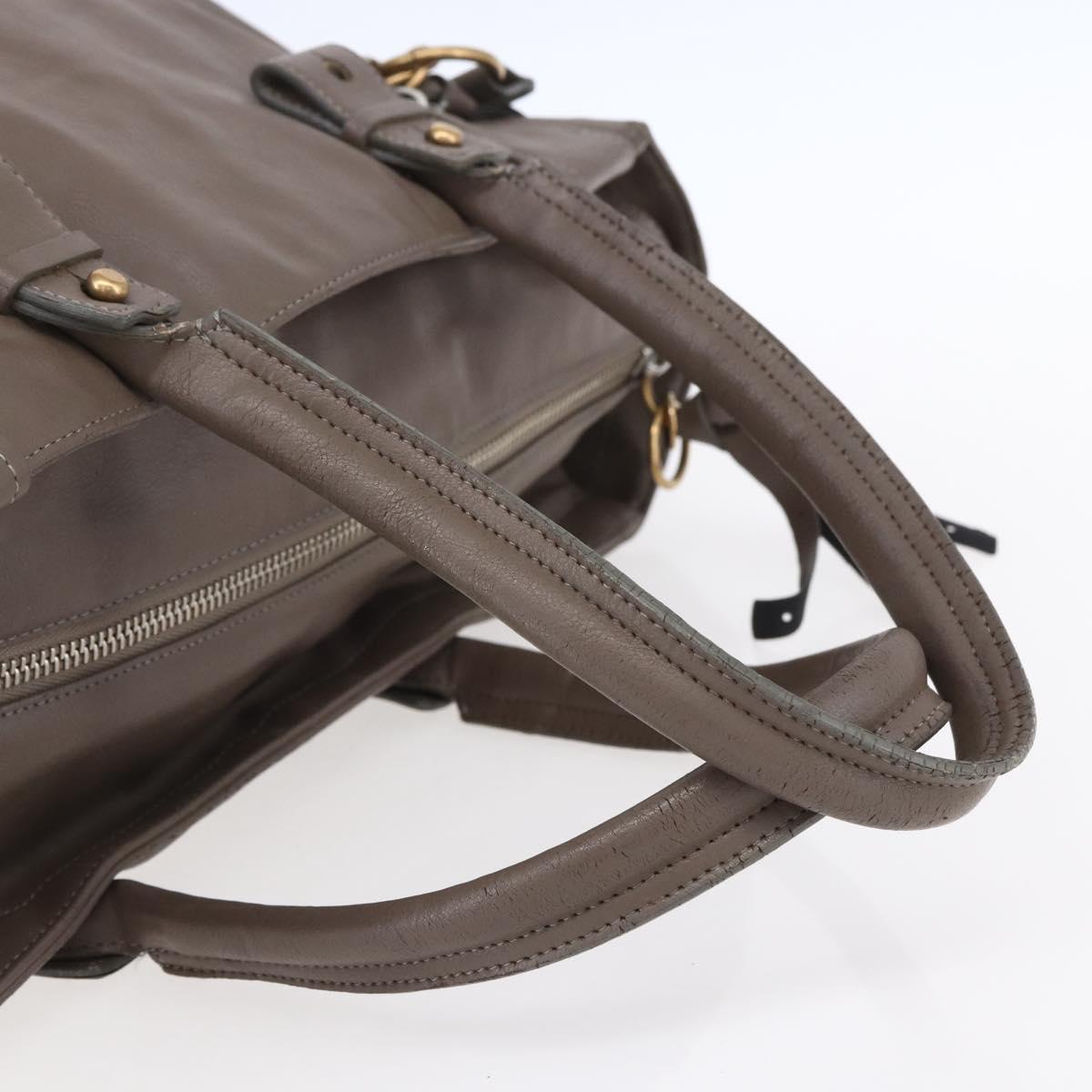 Chloe Eclipse Tote Bag Leather Beige Brown Auth BA8056