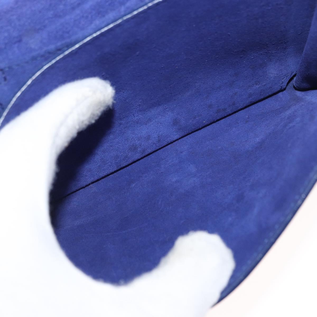 SAINT LAURENT Y Line Chain Satchel Small Bag Leather Blue Gold Auth BA8058