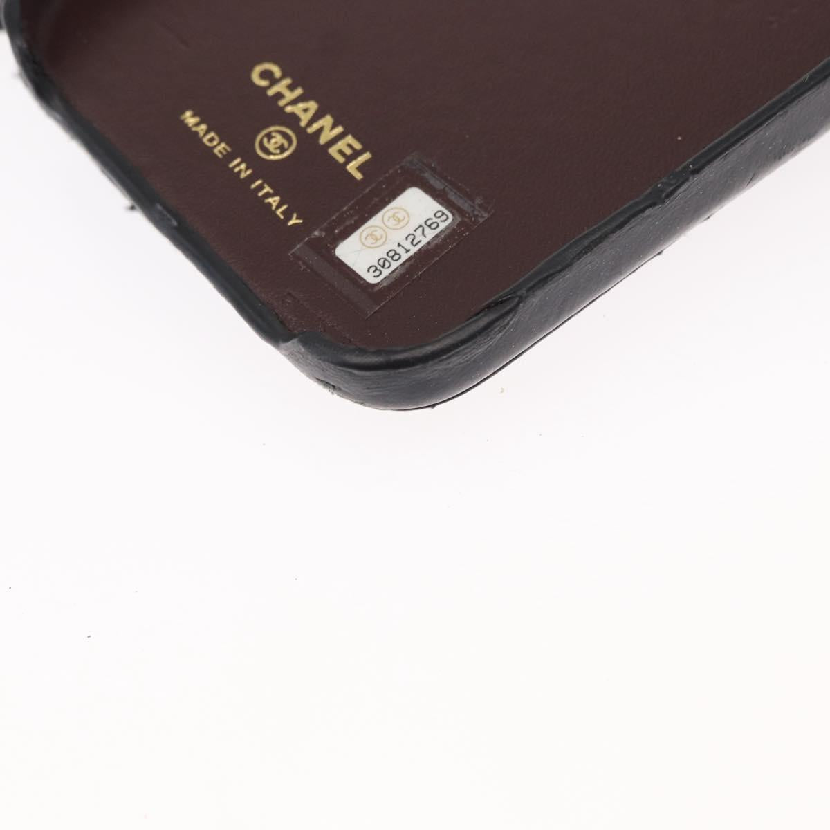 CHANEL Matelasse Chain iPhone 13 Pro Max Case Lamb Skin Black CC Auth BA8062