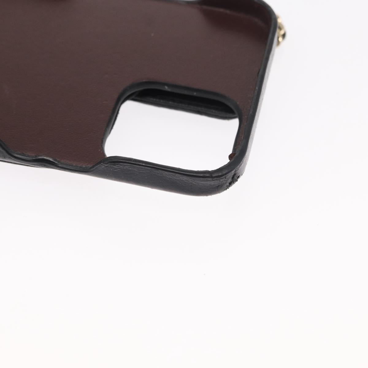 CHANEL Matelasse Chain iPhone 13 Pro Max Case Lamb Skin Black CC Auth BA8062