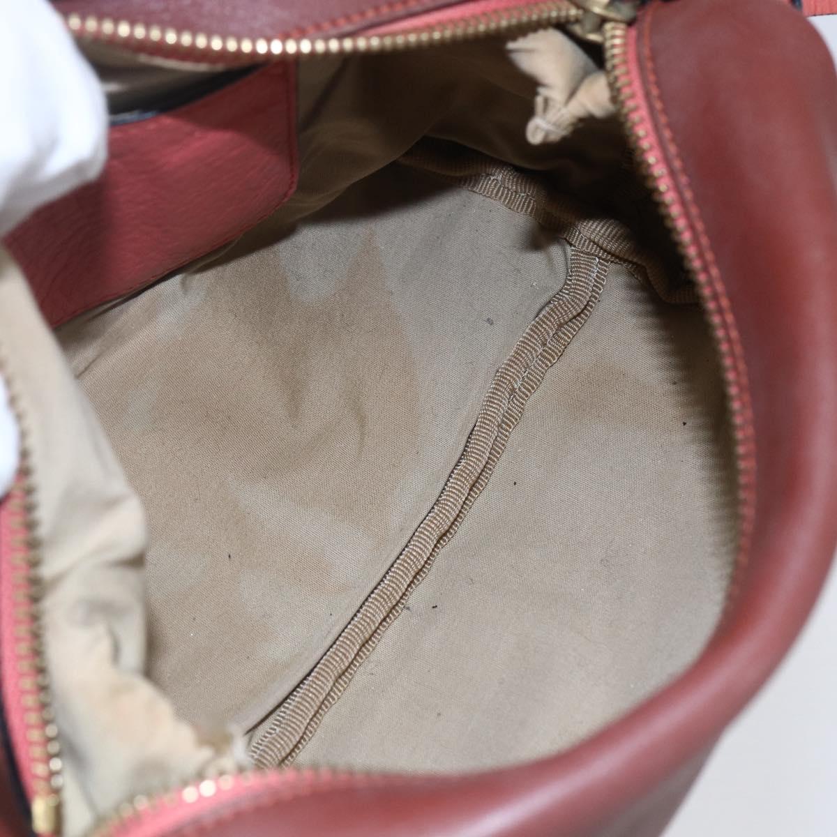 Chloe Pouch Leather Brown Gold Auth BA8064