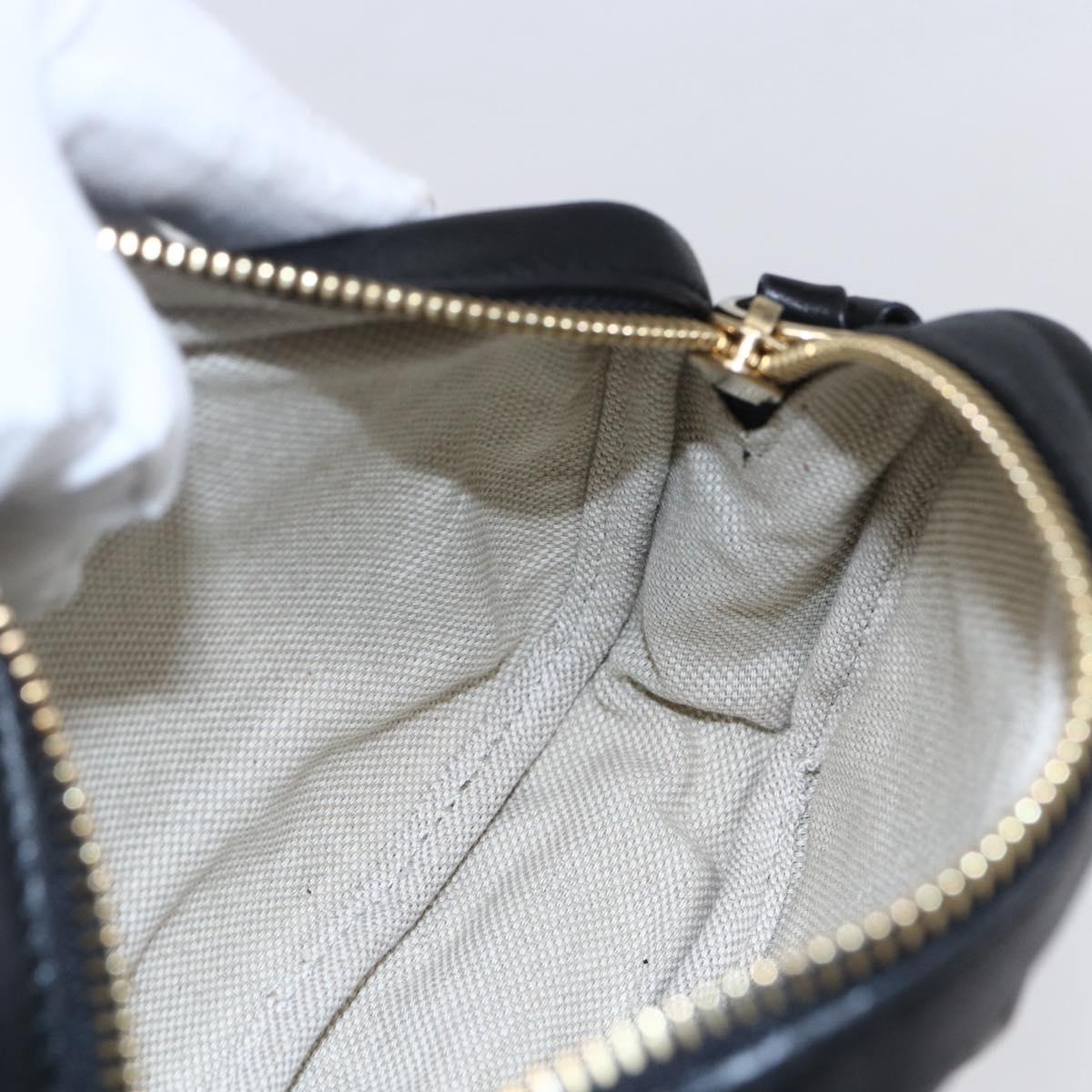 Jimmy Choo Studs Pouch Leather Black Silver Auth BA8065