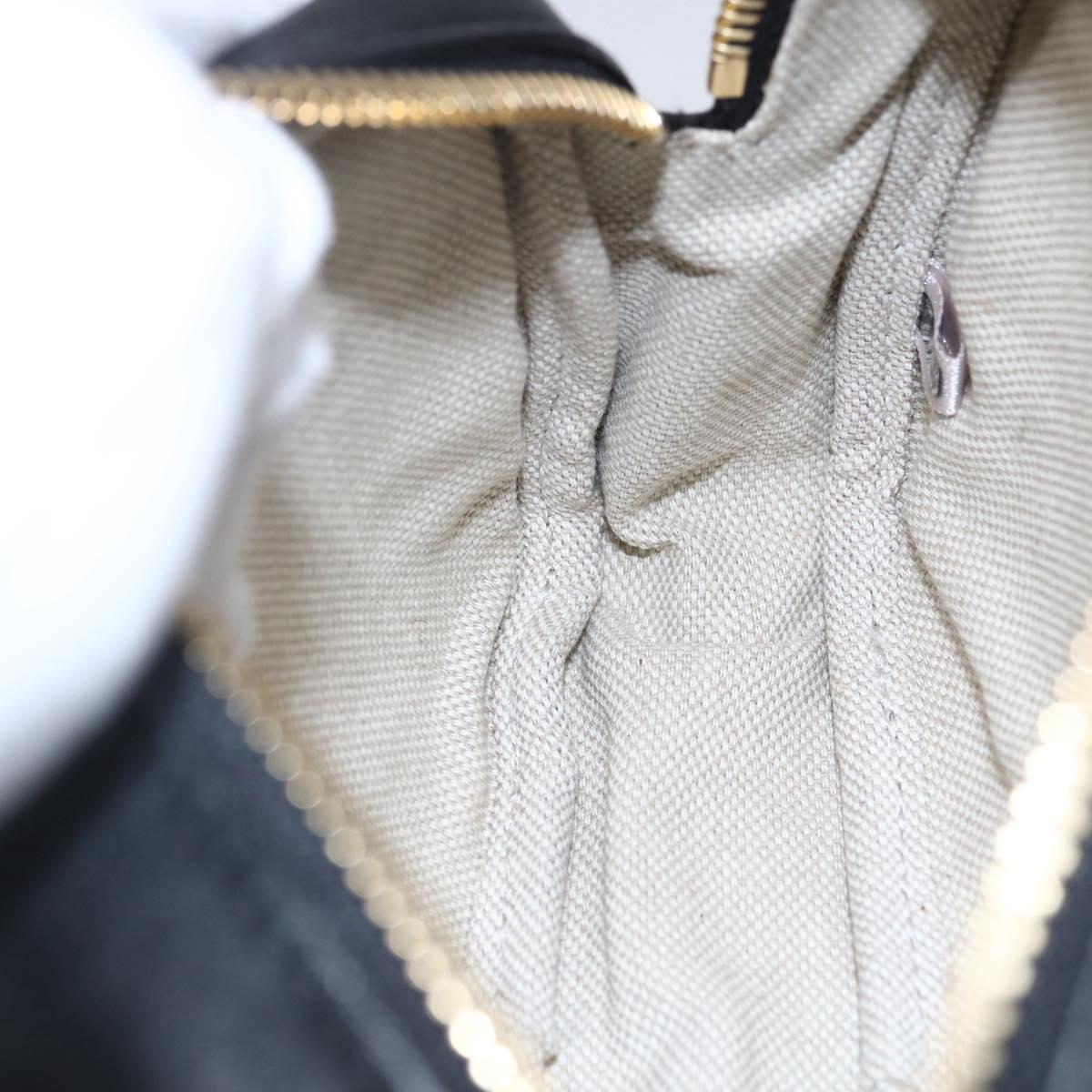 Jimmy Choo Studs Pouch Leather Black Silver Auth BA8065