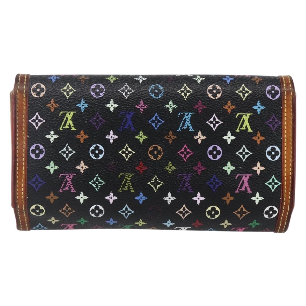 LOUIS VUITTON Monogram Multicolor Porte Tresor Wallet Black M92658 Auth BA8068