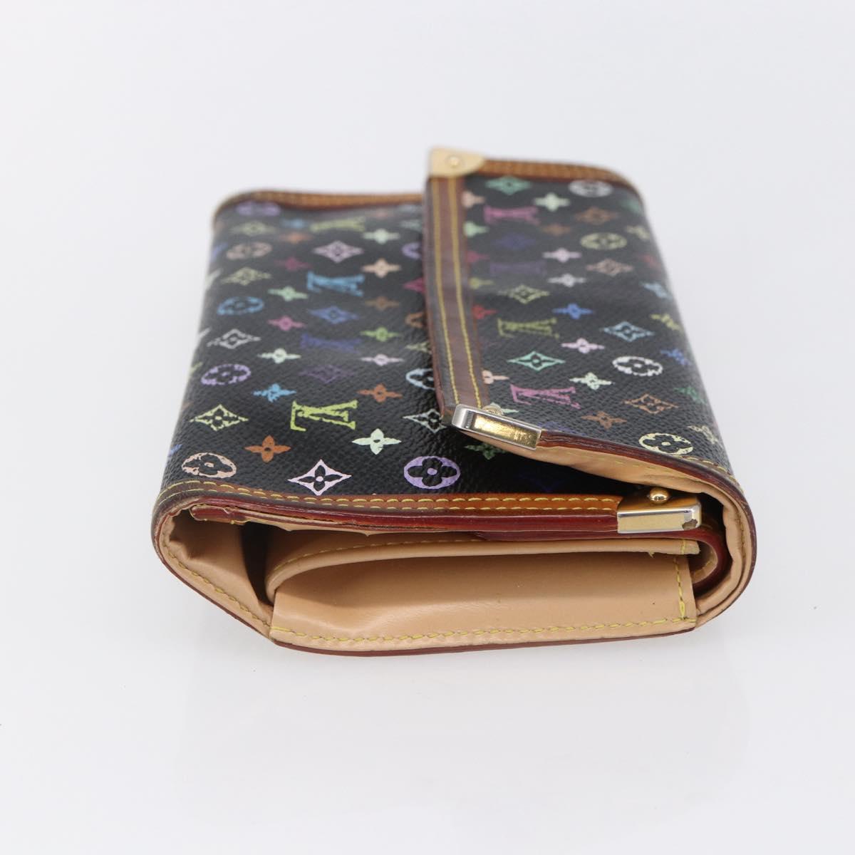 LOUIS VUITTON Monogram Multicolor Porte Tresor Wallet Black M92658 Auth BA8068