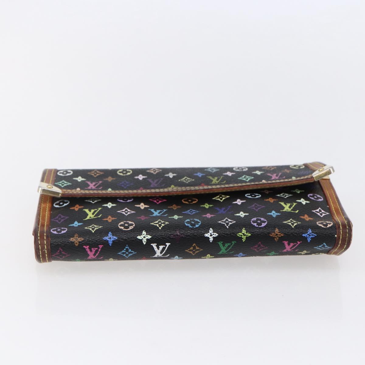 LOUIS VUITTON Monogram Multicolor Porte Tresor Wallet Black M92658 Auth BA8068