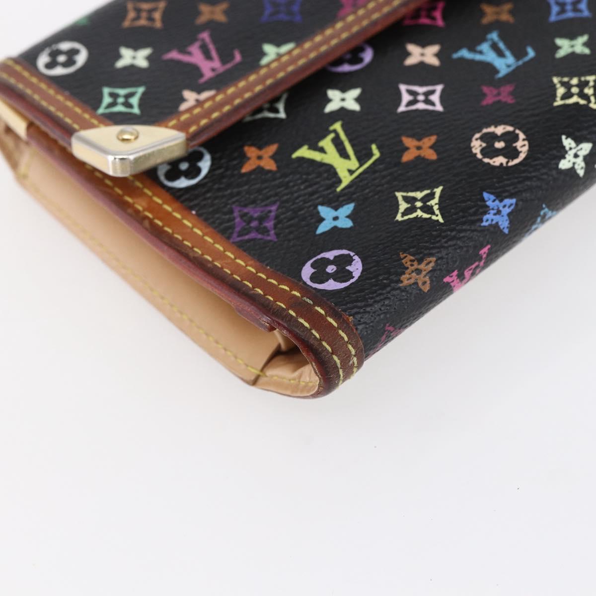 LOUIS VUITTON Monogram Multicolor Porte Tresor Wallet Black M92658 Auth BA8068