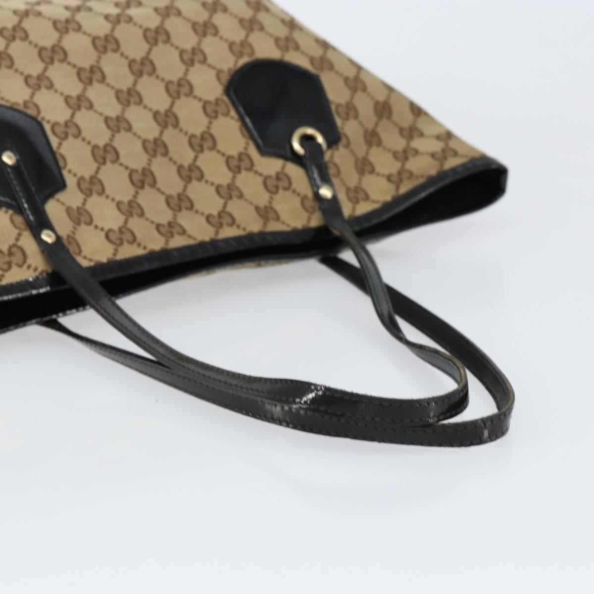 GUCCI GG Canvas Tote Bag Beige Gold 211976 Auth BA8072