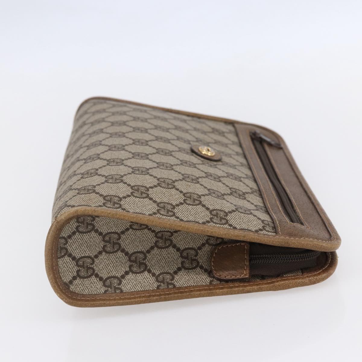 GUCCI GG Supreme Clutch Bag PVC Leather Beige Gold 41 01 037 Auth BA8075