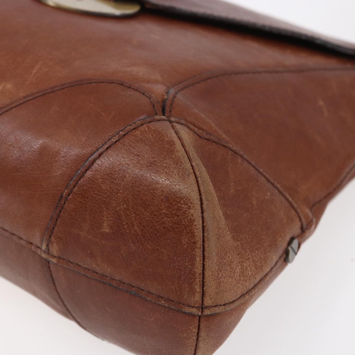 Chloe Shoulder Bag Leather Brown Gold Auth BA8078