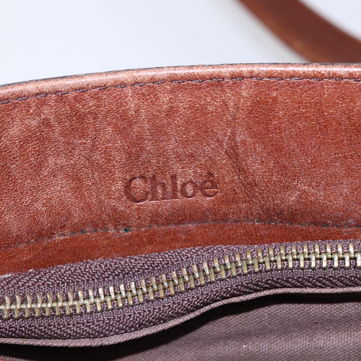 Chloe Shoulder Bag Leather Brown Gold Auth BA8078