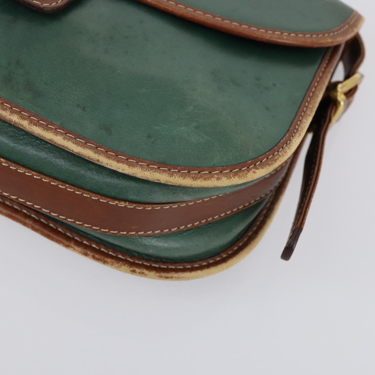 CELINE Givenchy Hand Bag Leather 2 Set Navy Green Auth BA8093