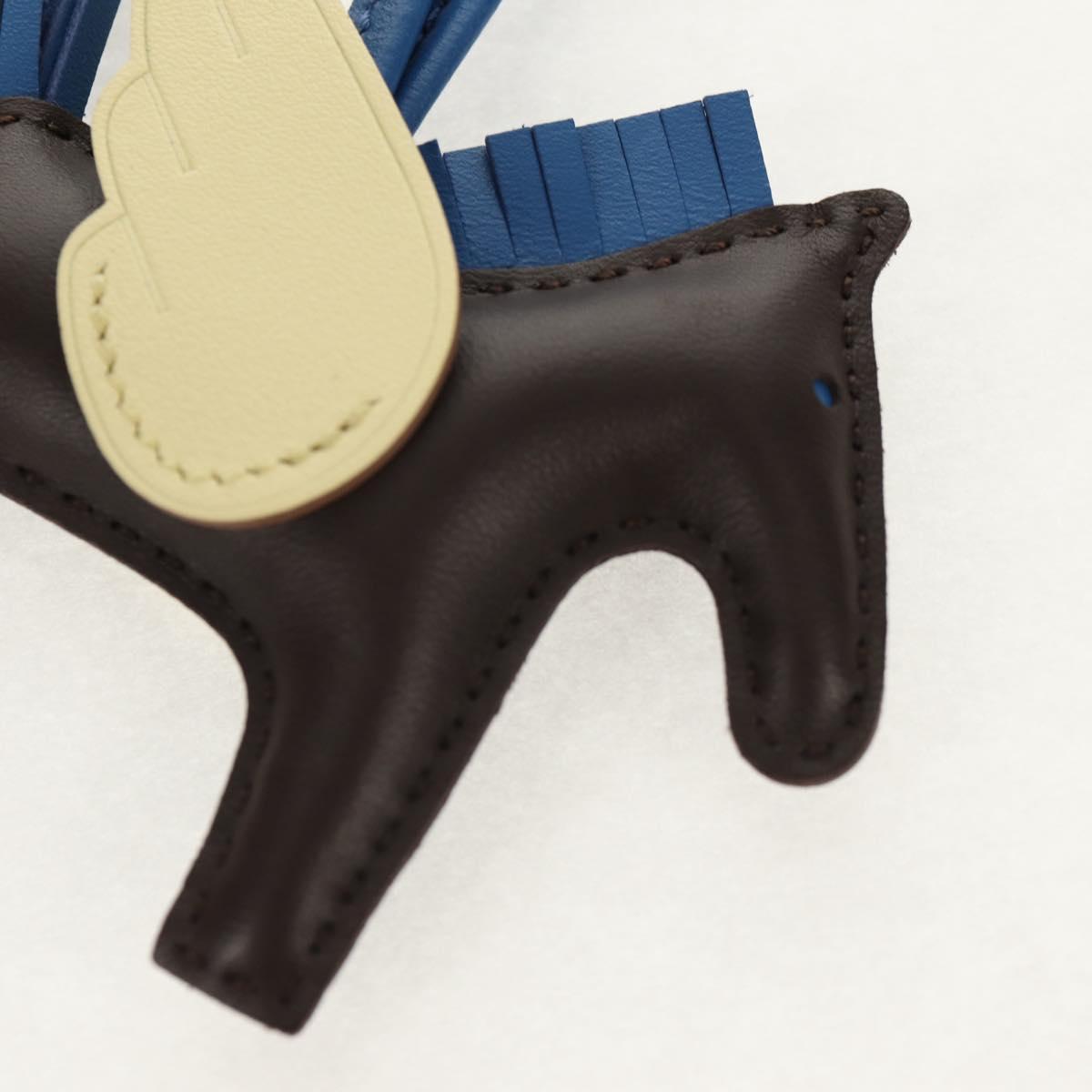 HERMES Rodeo PM Charm Leather Brown Blue Auth BA8095M