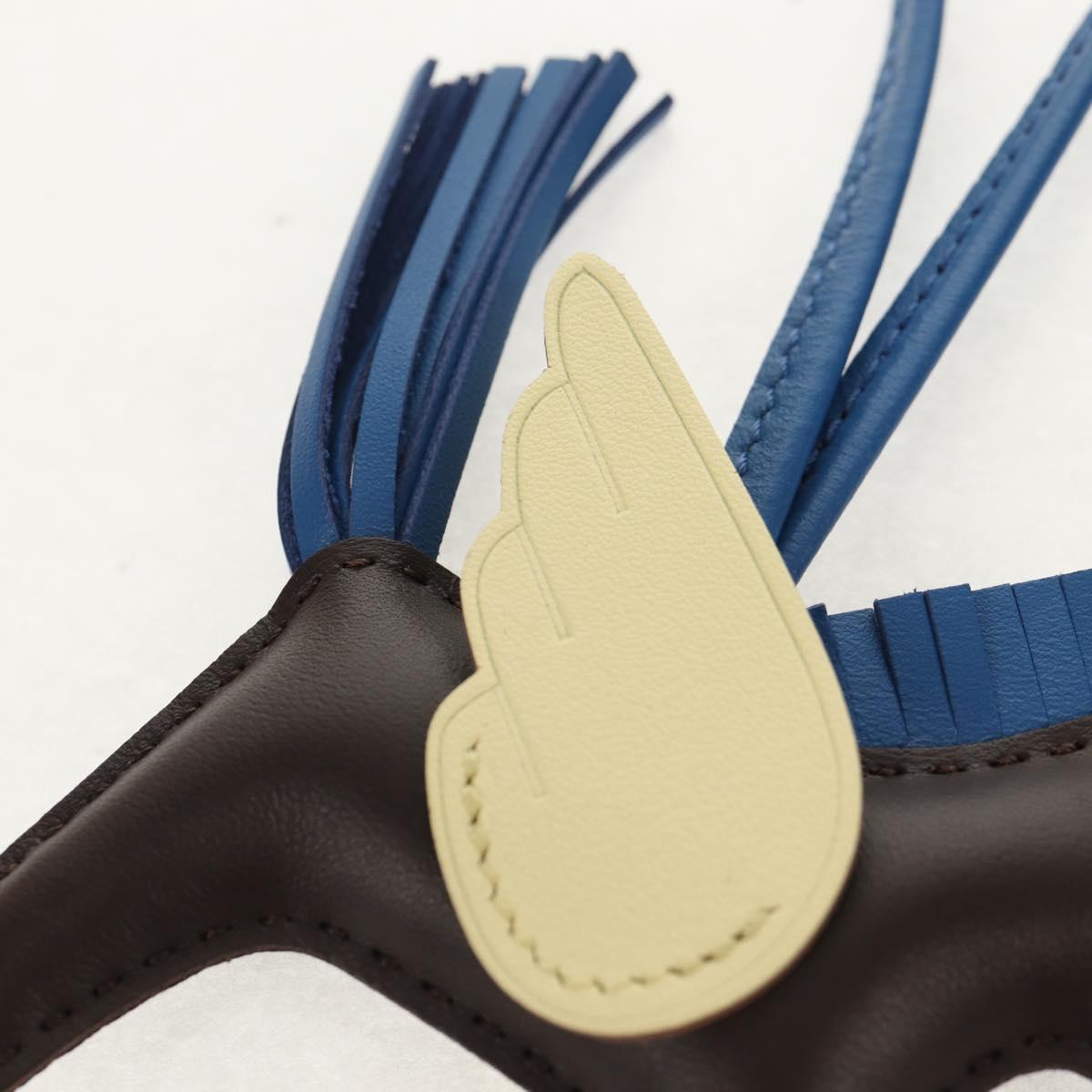 HERMES Rodeo PM Charm Leather Brown Blue Auth BA8095M