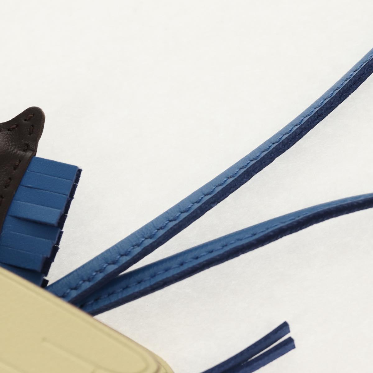 HERMES Rodeo PM Charm Leather Brown Blue Auth BA8095M