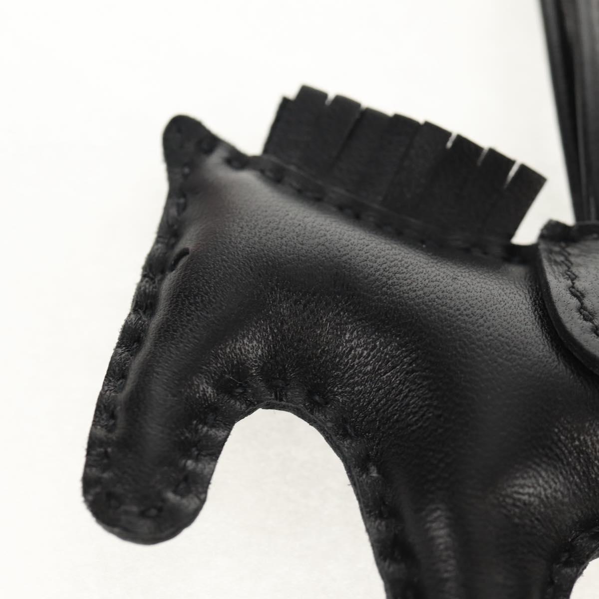 HERMES Rodeo PM Charm Leather Black Auth BA8096M