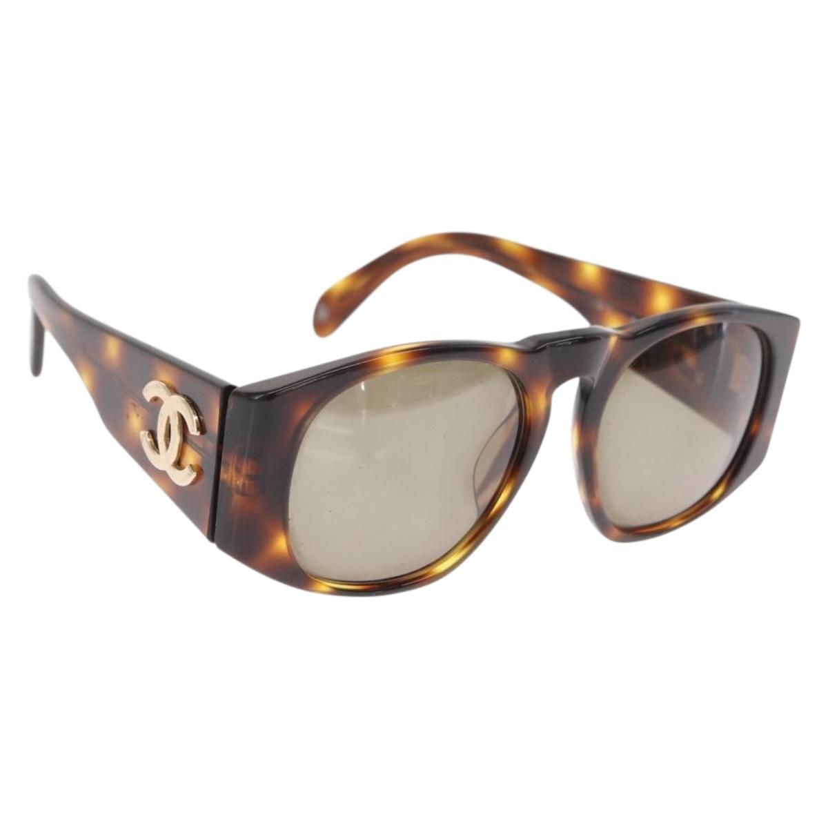 CHANEL Sunglasses plastic Brown CC Auth BA8098