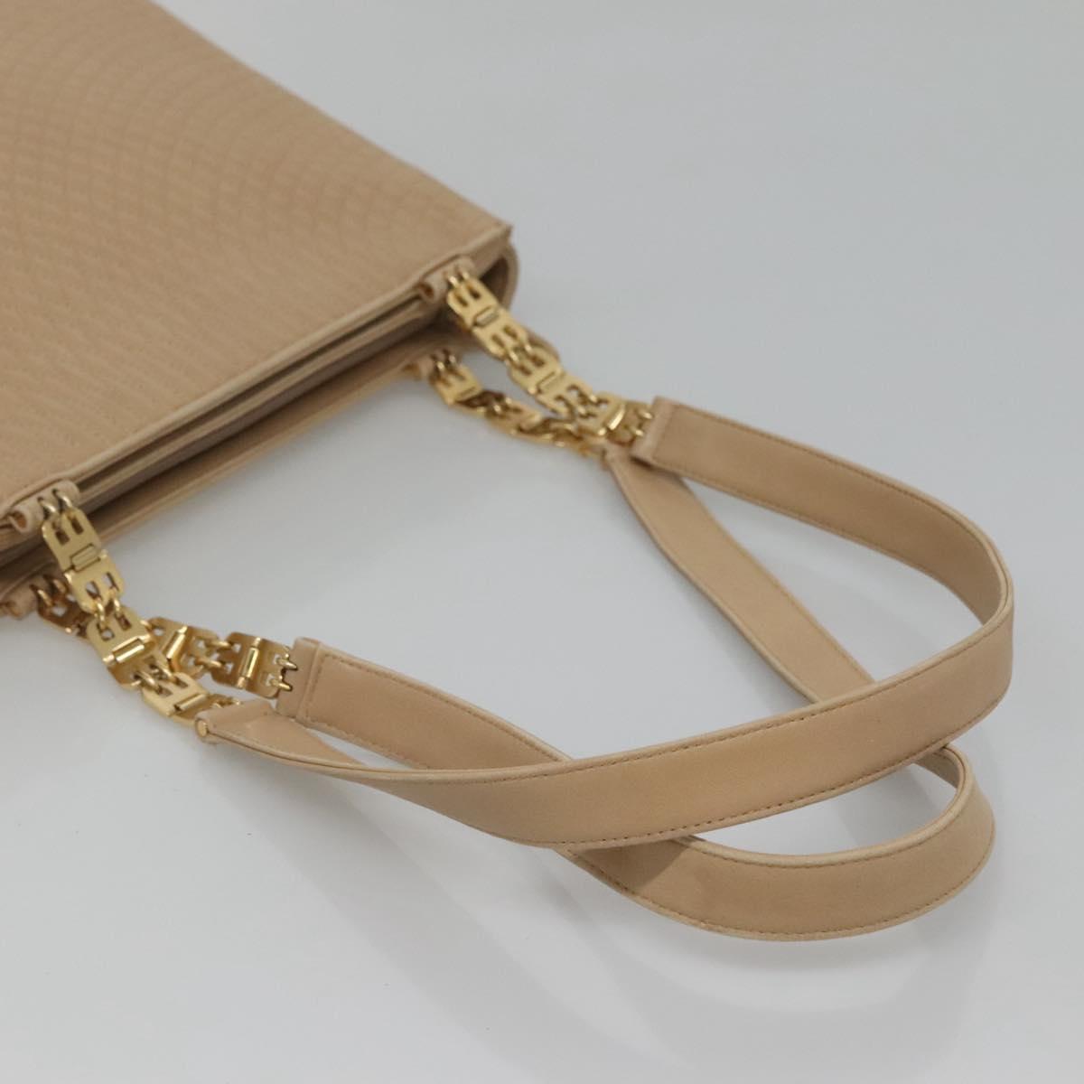 BALLY Quilted Shoulder Bag Leather Beige Gold Auth BA814
